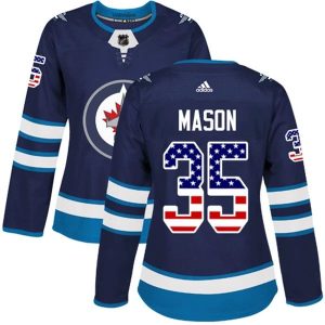 Damen Winnipeg Jets Trikot Steve Mason 35 Navy USA Flag Fashion Authentic